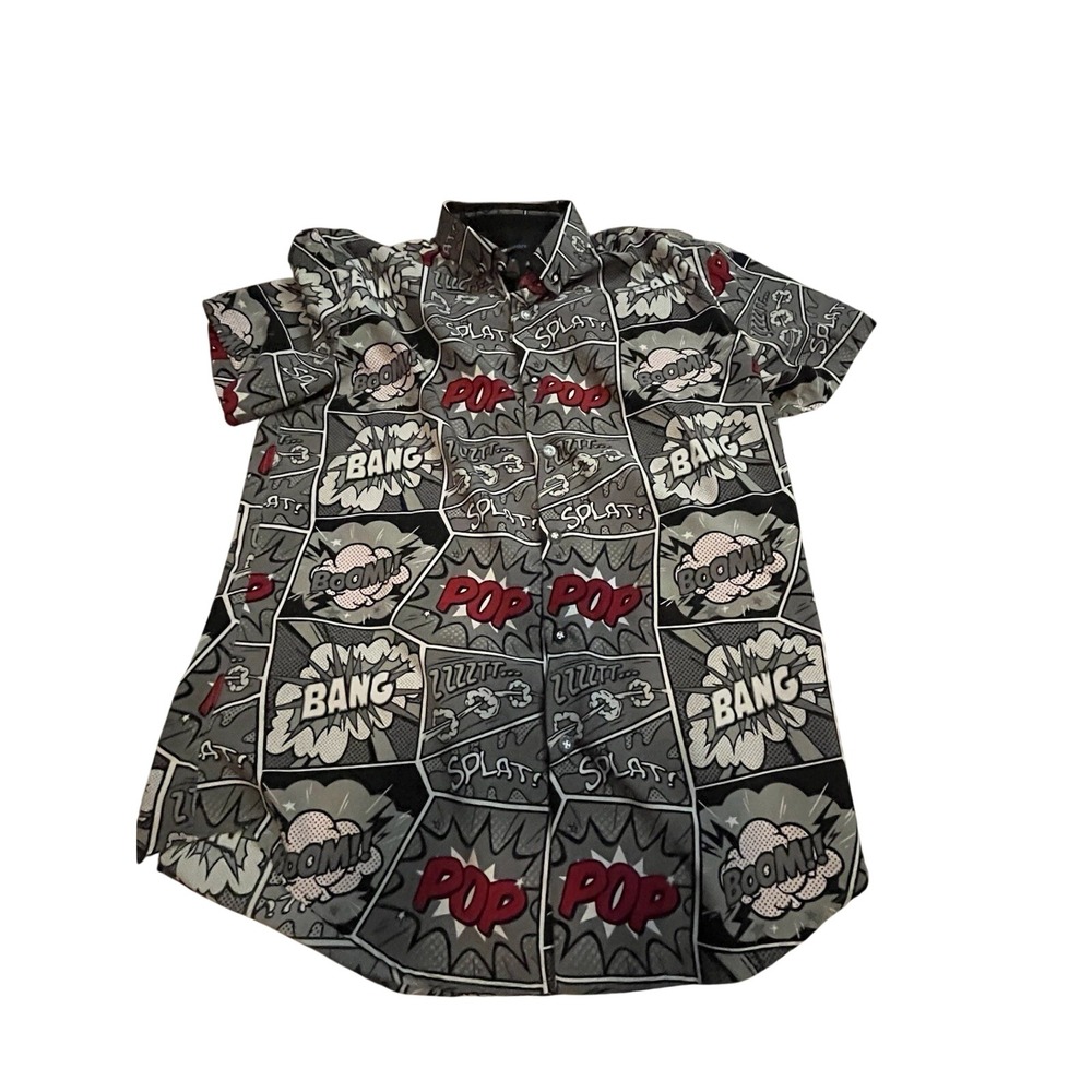 Mens Comic Strip Hawaiian Short Sleeve Button front size small